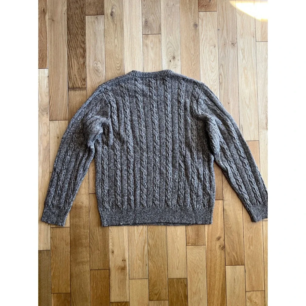 J. Crew Wool Blend Cable Knit Fisherman Pullover Sweater Brown Mens Size XL